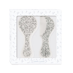 Spazzola e Pettine Fiori Grigio